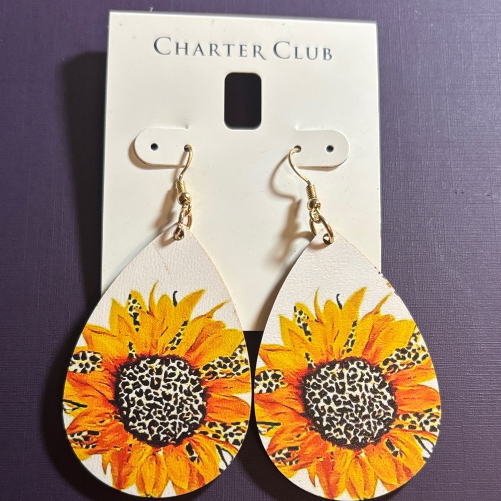 Charter Club Sunflower Teardrop Earrings - Yellow and Black
